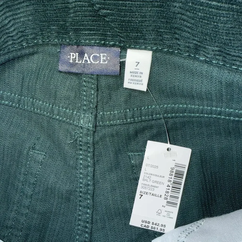 Children’s Place Boy’s Dark Green Corduroy Pants Size 7 NWT